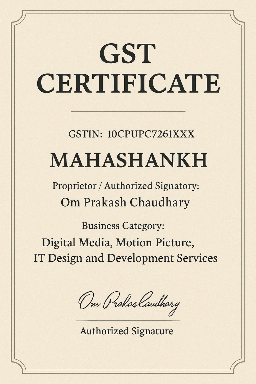 Mahashankh Design & Technology Documents 1 gst