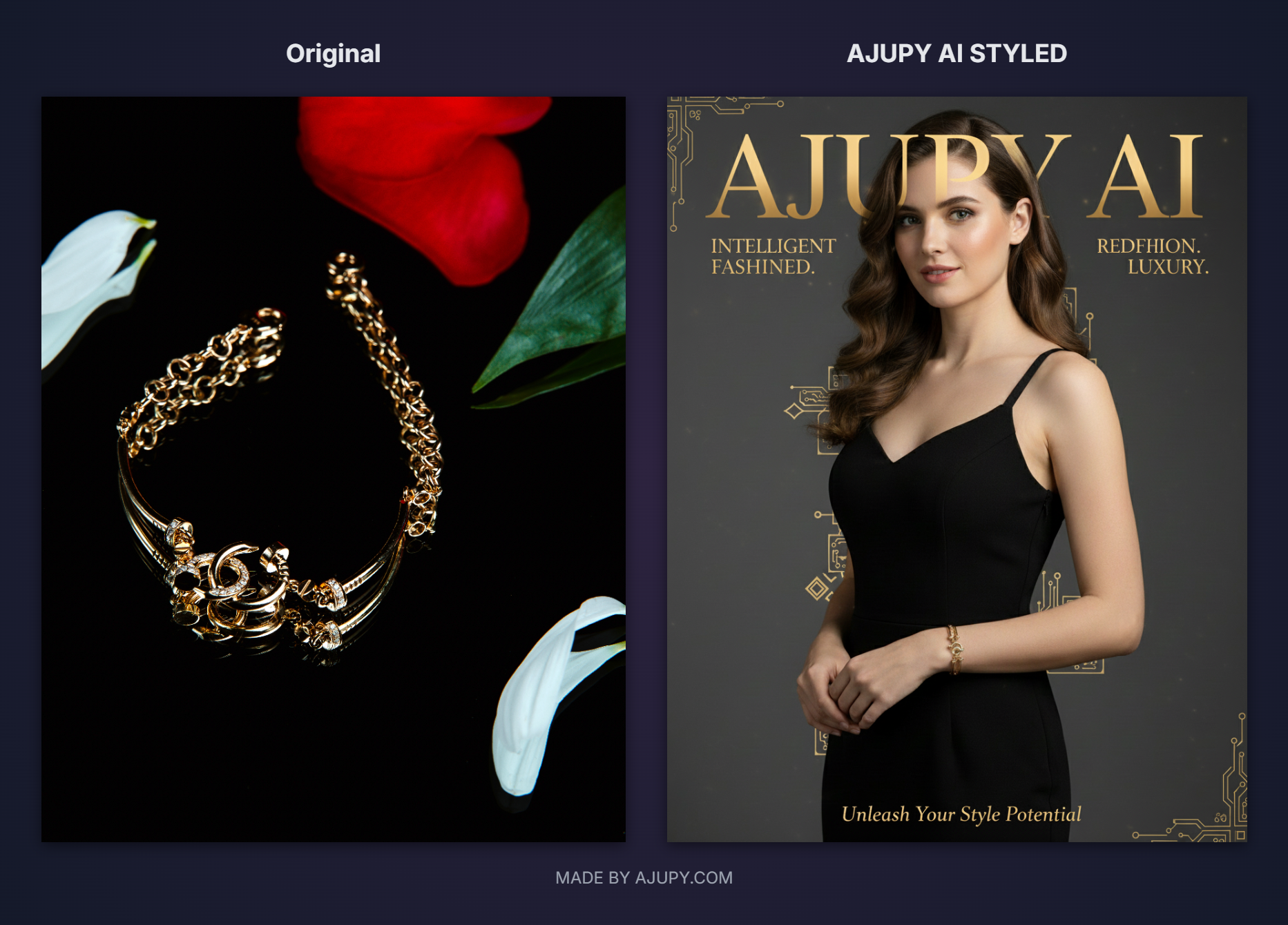 top view golden bracelet with diamonds black wall comparison 1
